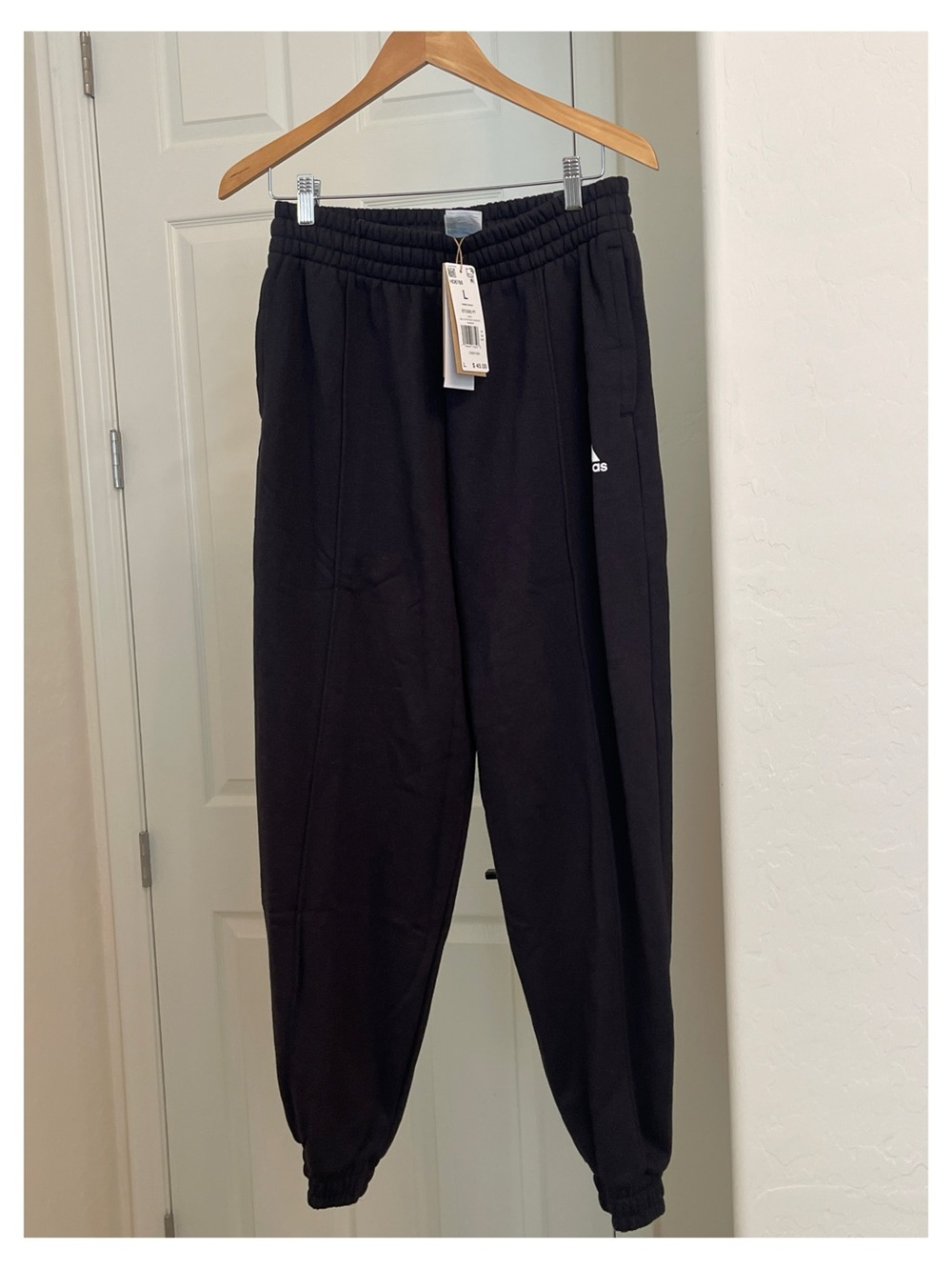 adidas Black Kids Fleece Joggers with Elastic Cuffs